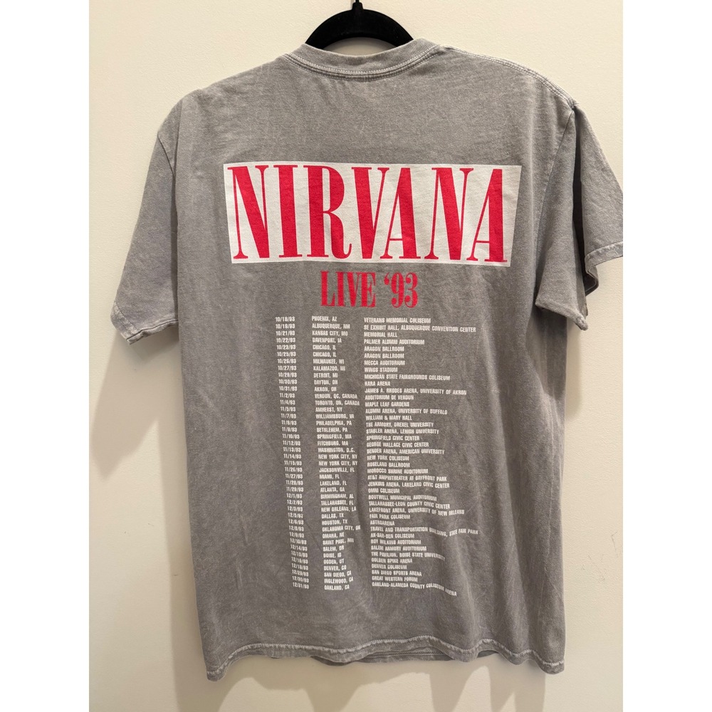 Nirvana In Utero Men's Medium Gray Graphic Band T-Shirt Tour Back Print